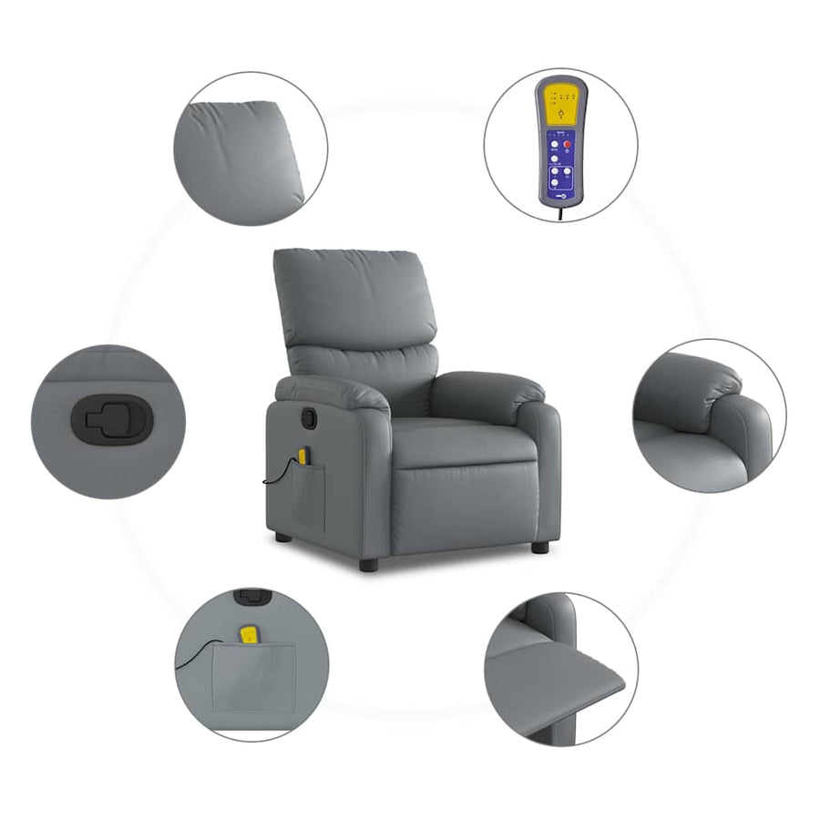 Massagestoel van grijs kunstleer