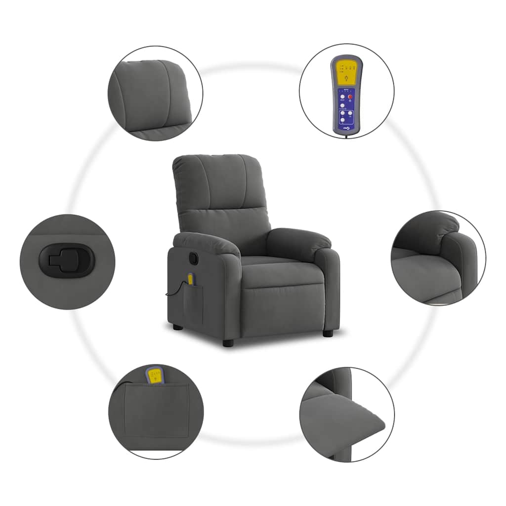 Massagestoel in donkergrijs microvezelstof