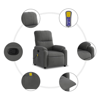 Massagestoel in donkergrijs microvezelstof