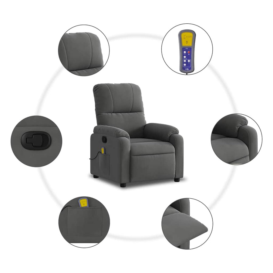 Massagestoel in donkergrijs microvezelstof