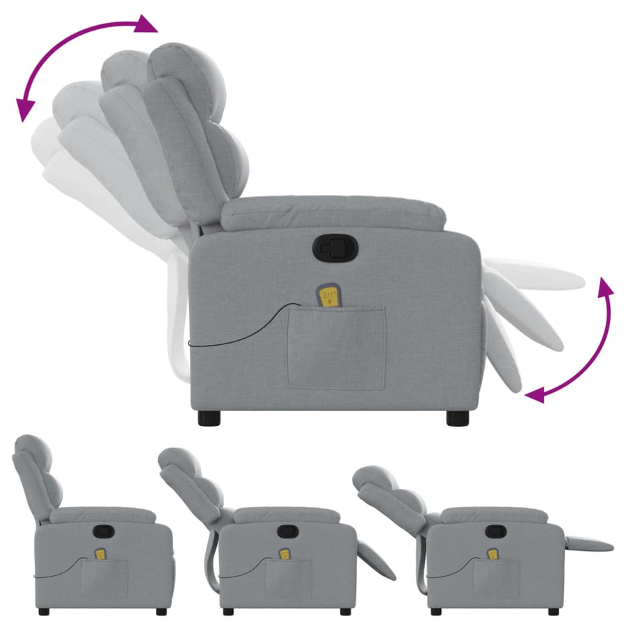 Massagestoel met lichtgrijze stof