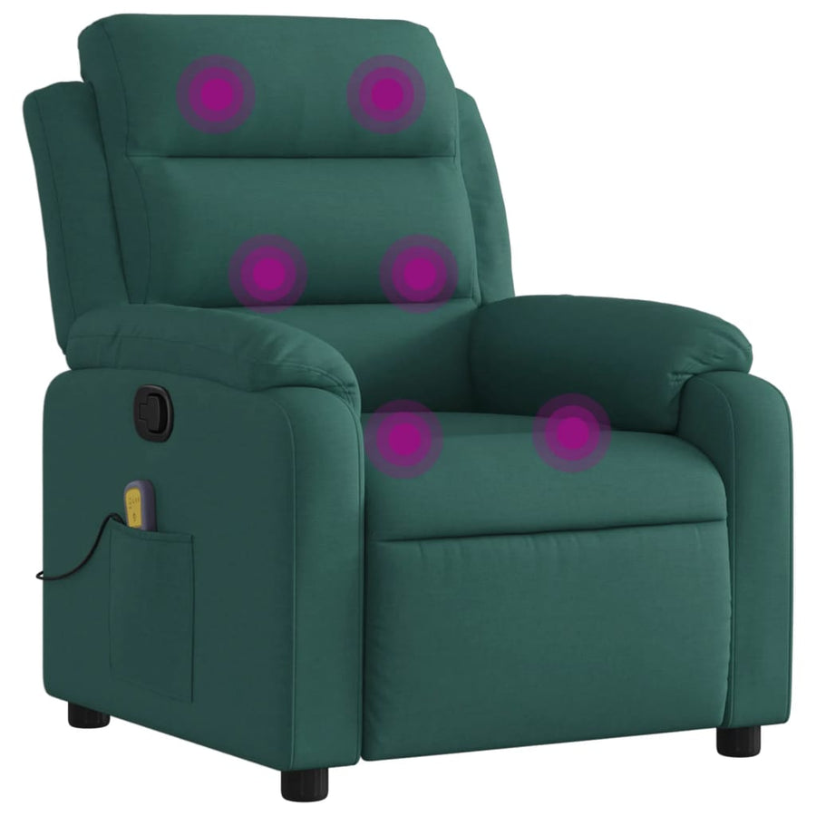 Massagestoel met donkergroene stof