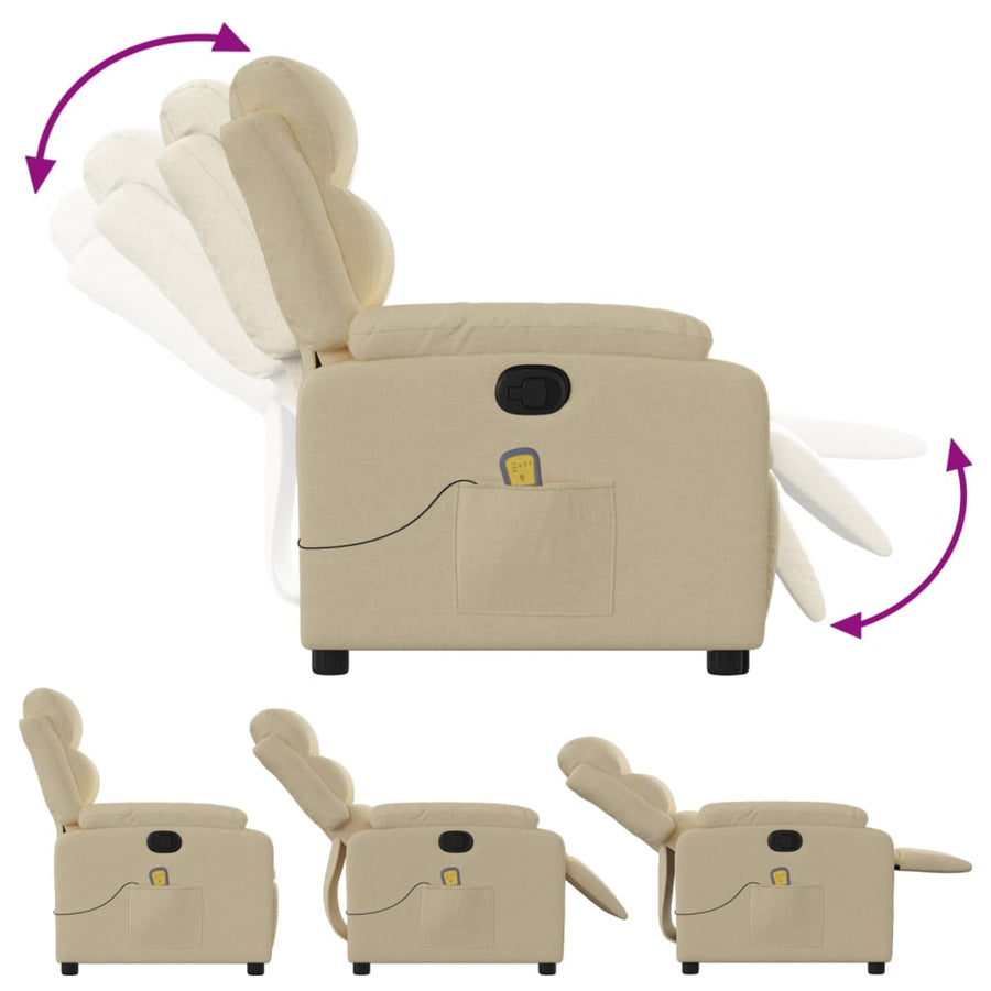 Massagestoel met crèmekleurige stof