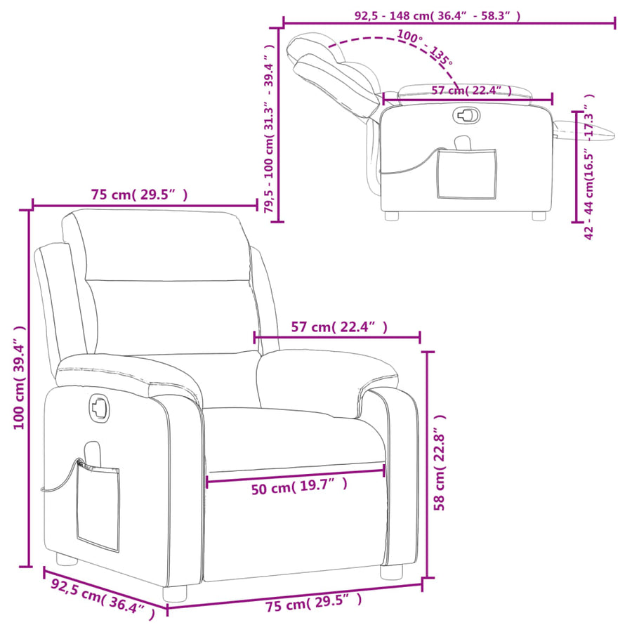 Massagestoel van kunstleer in crèmekleur