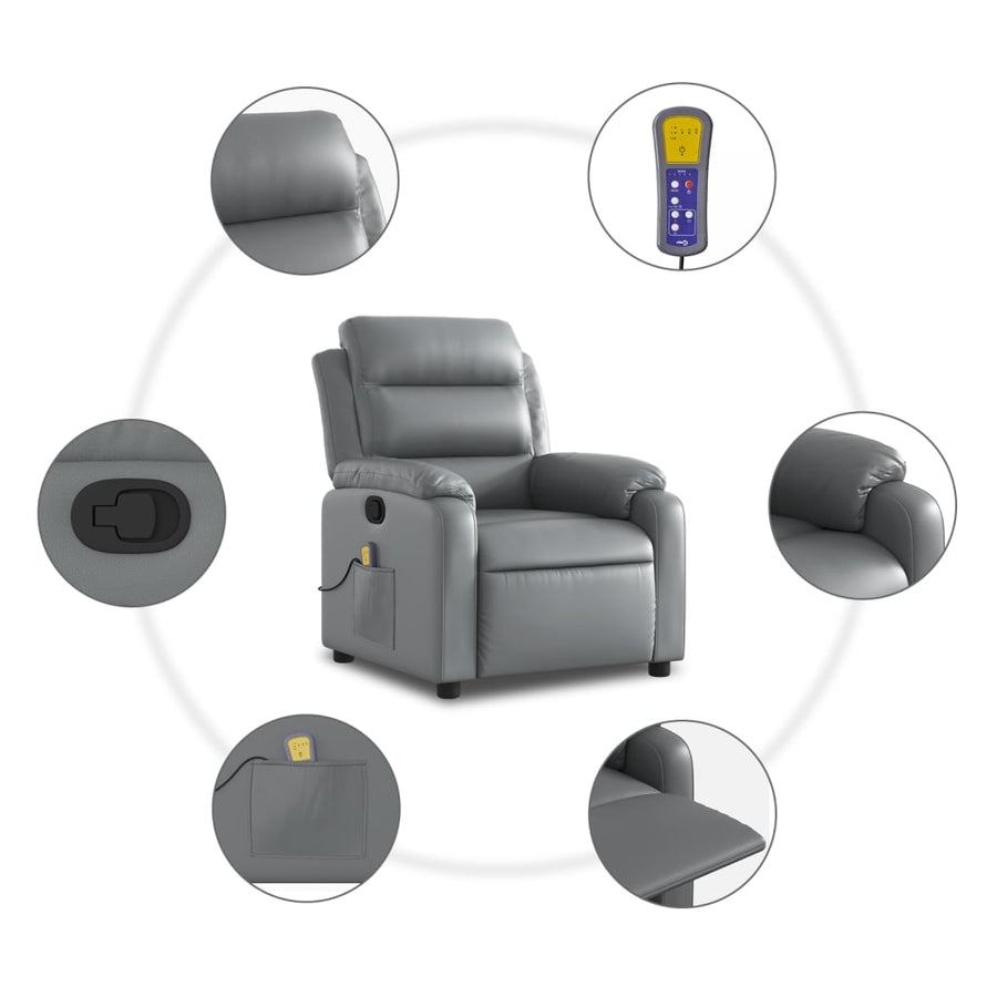 Massagestoel van grijs kunstleer