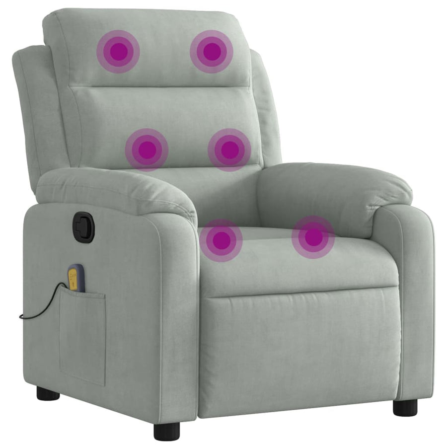 Massagestoel lichtgrijs fluweel