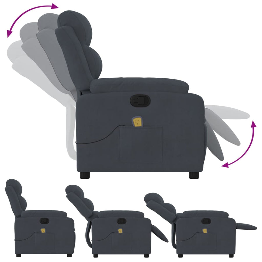 Massagestoel in donkergrijs fluweel