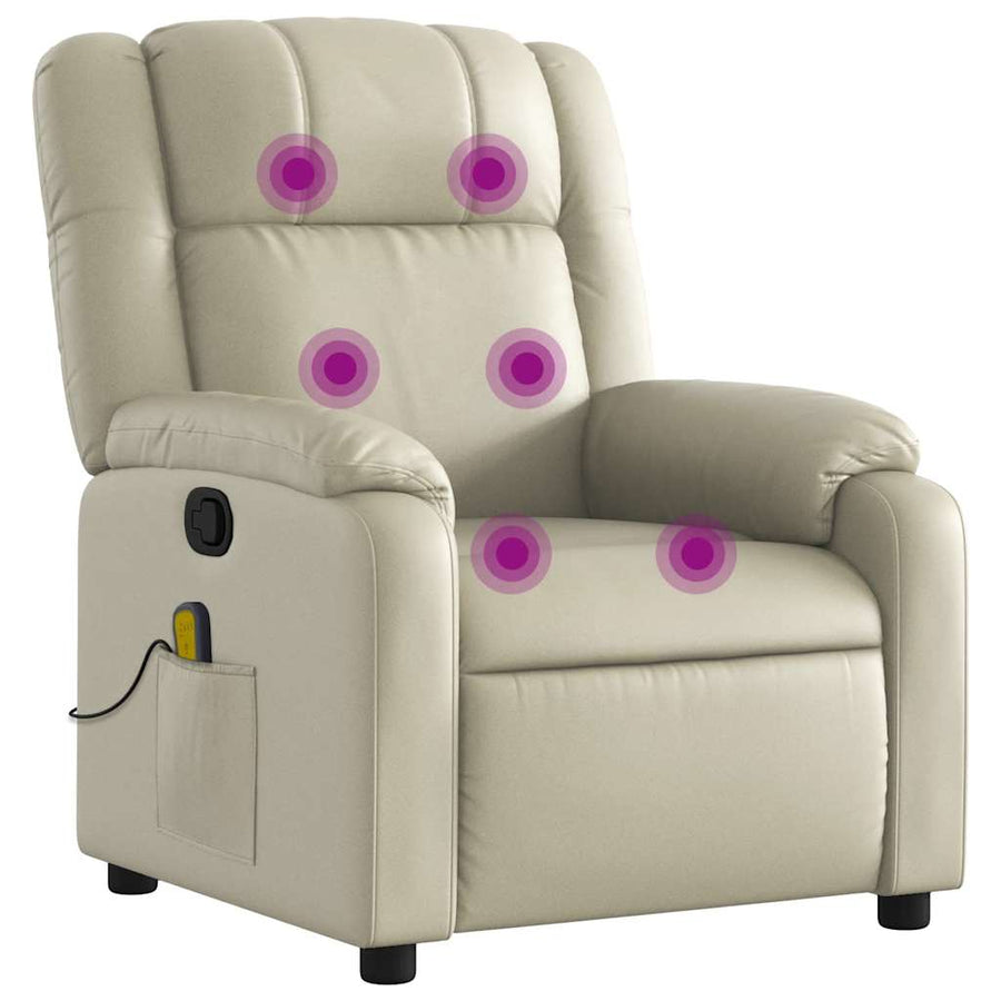Massagestoel van kunstleer in crèmekleur