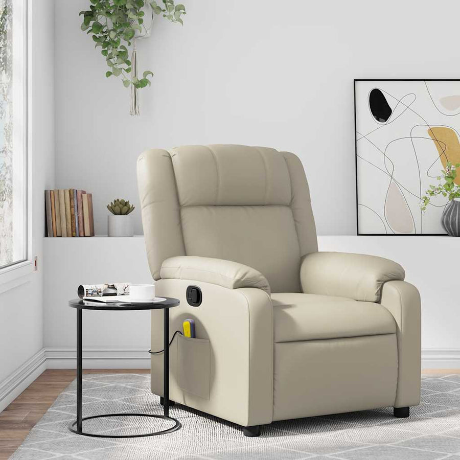 Massagestoel van kunstleer in crèmekleur