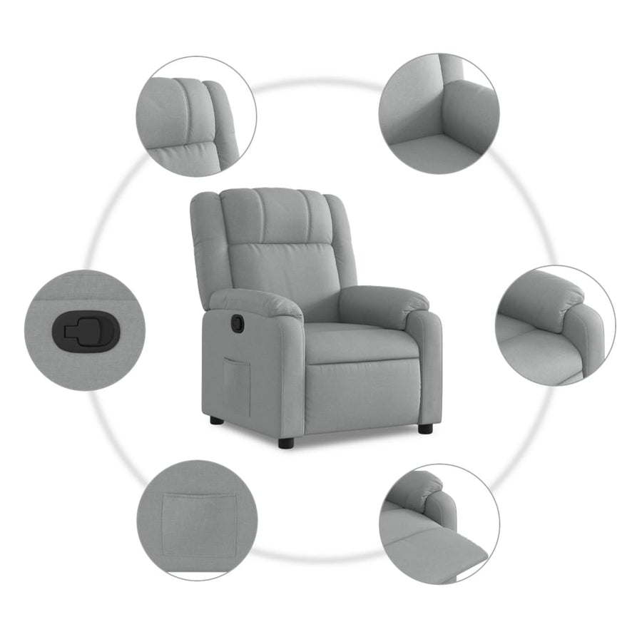 Relaxfauteuil lichtgrijze stof