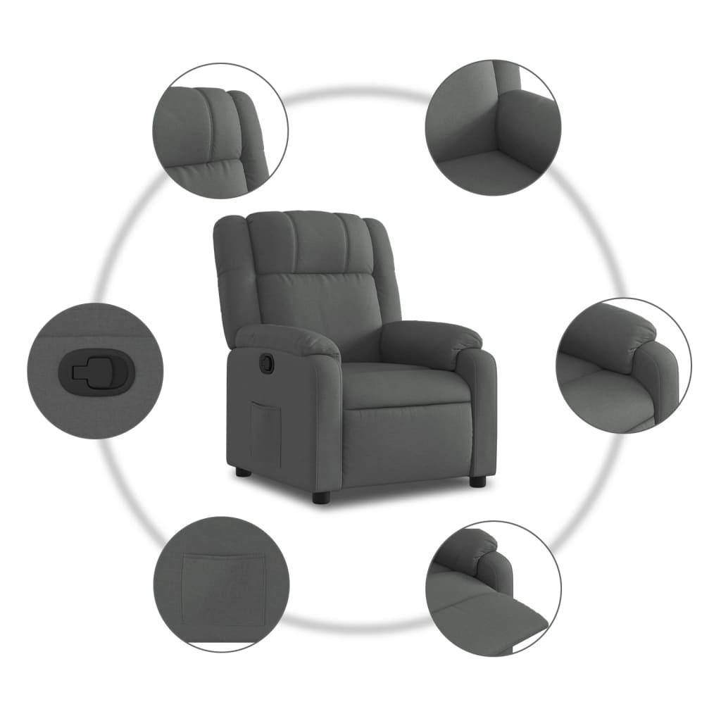 Relaxfauteuil donkergrijze stof