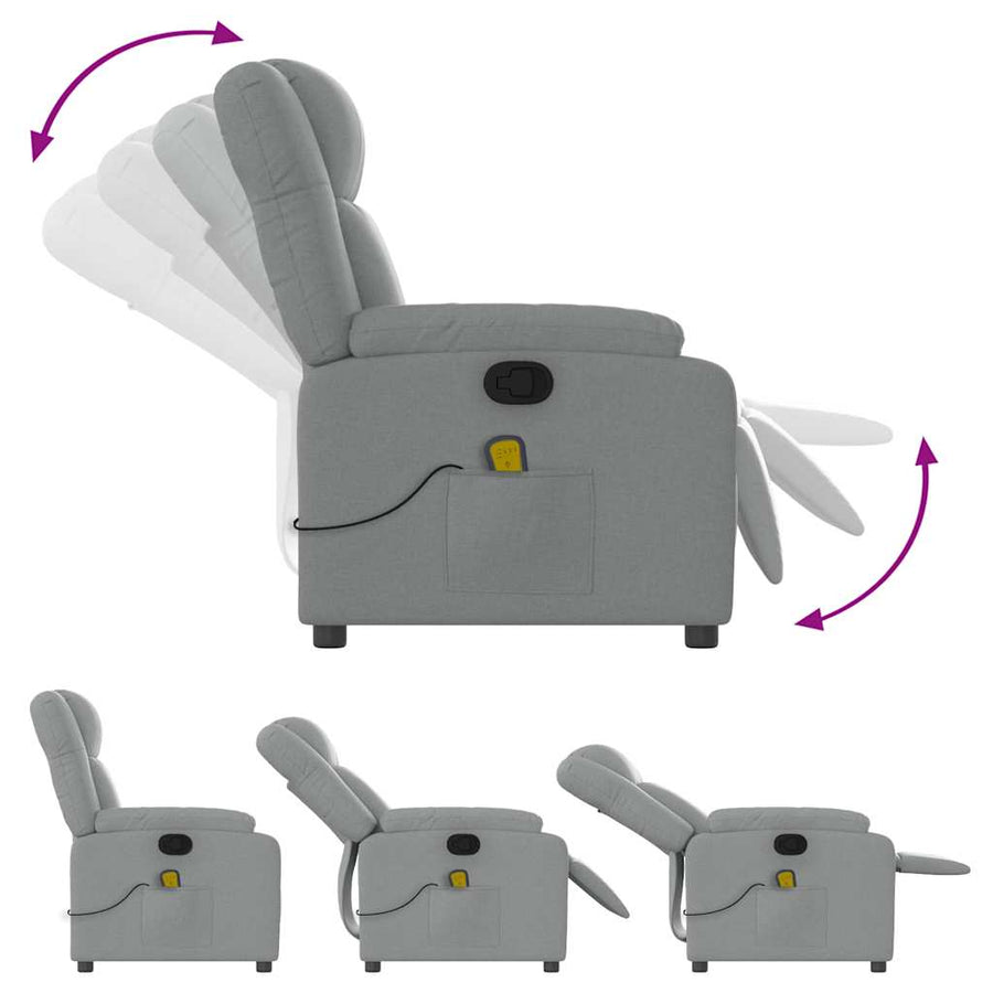 Massagestoel met lichtgrijze stof