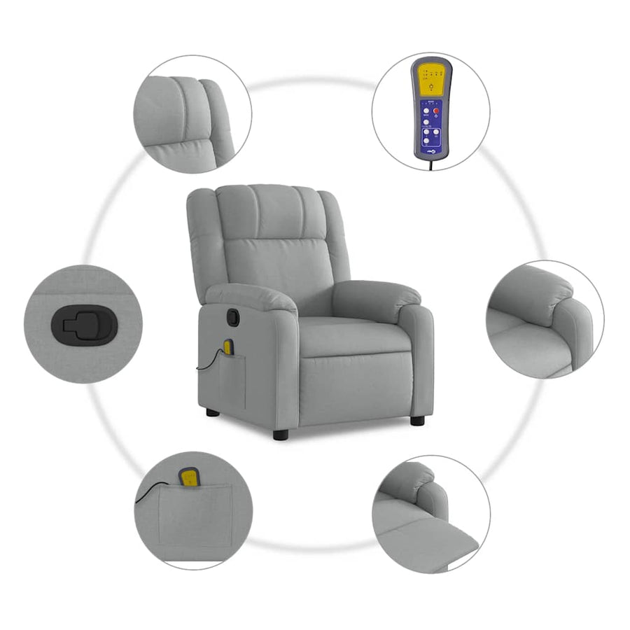 Massagestoel met lichtgrijze stof