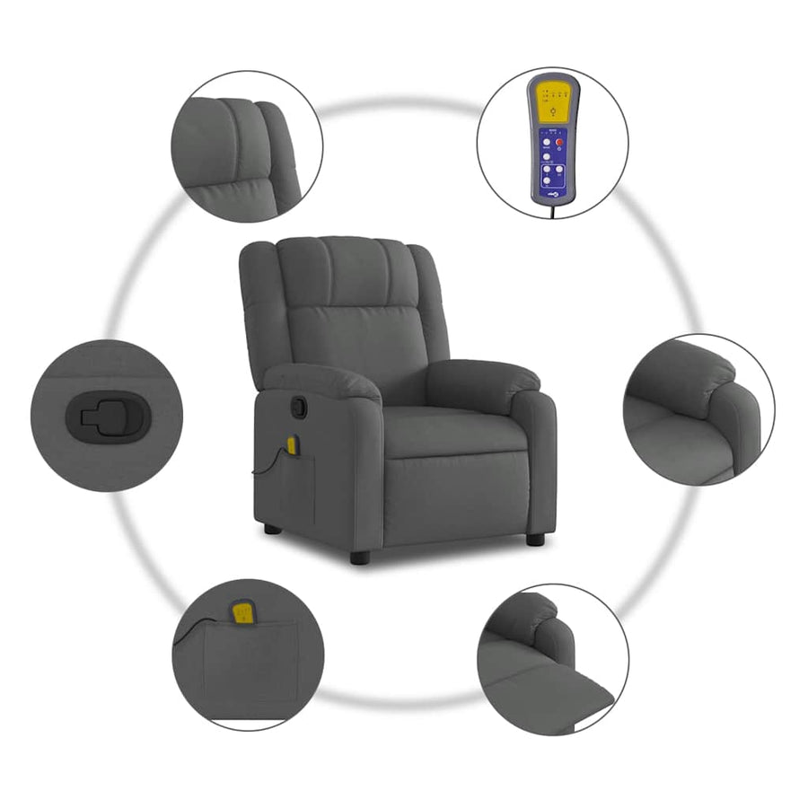 Massagestoel in donkergrijze stof