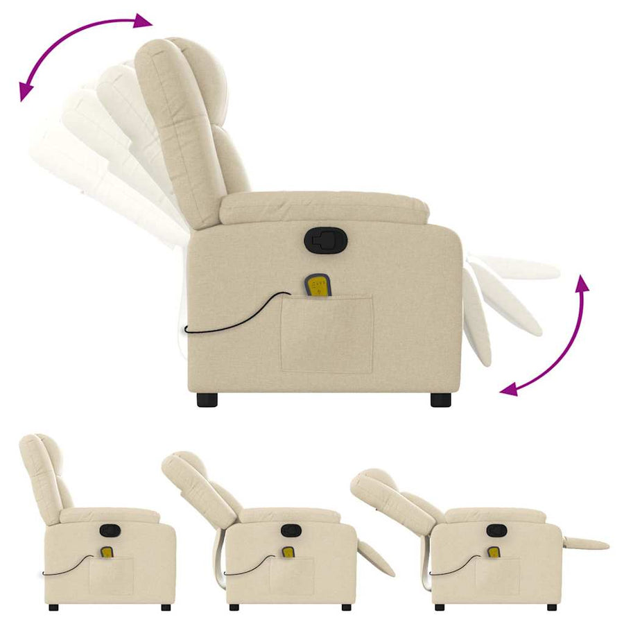 Massagestoel met crèmekleurige stof