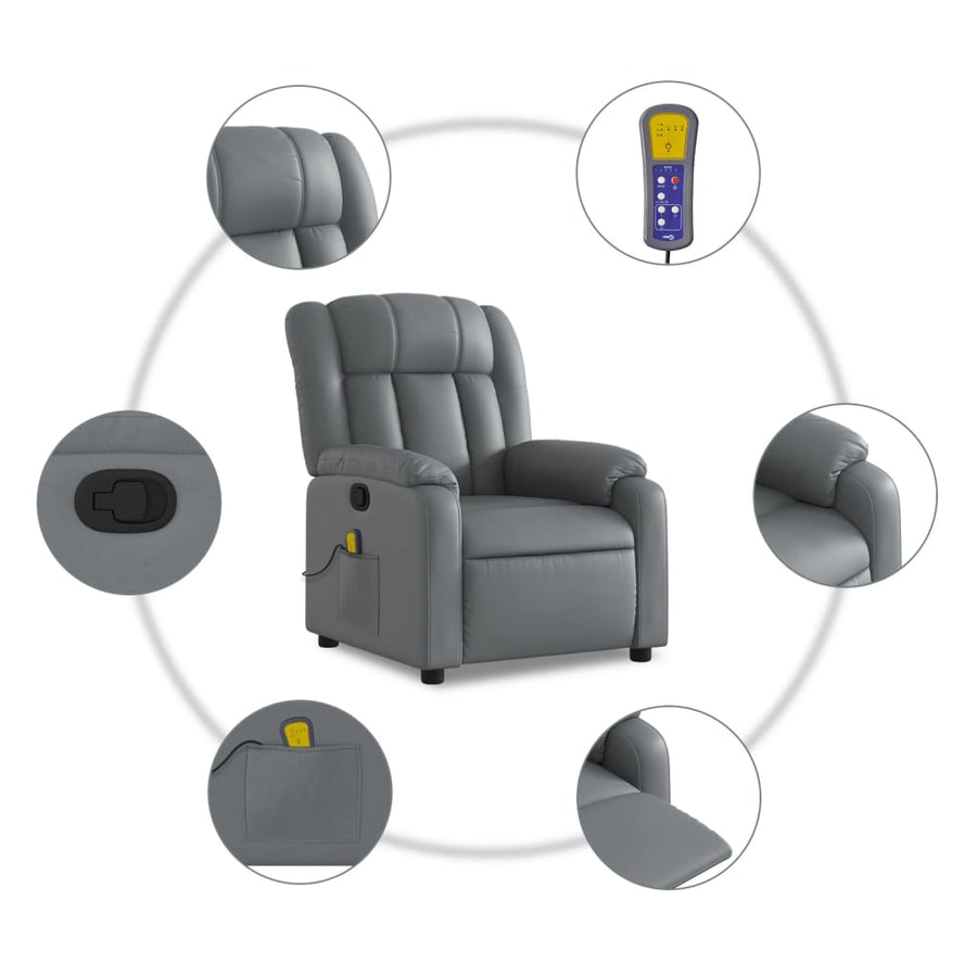 Massagestoel van grijs kunstleer