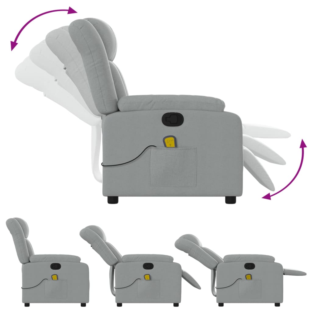 Massagestoel met lichtgrijze stof