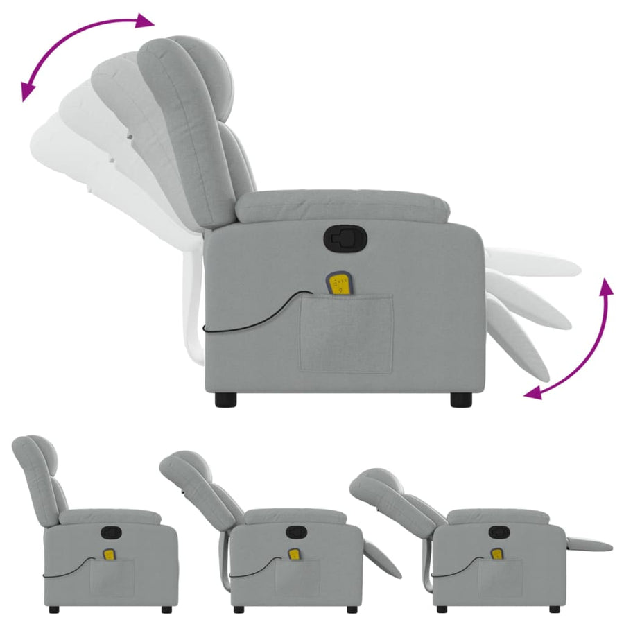 Massagestoel met lichtgrijze stof