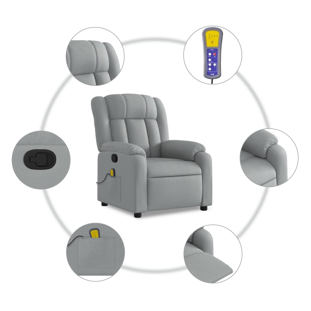 Massagestoel met lichtgrijze stof