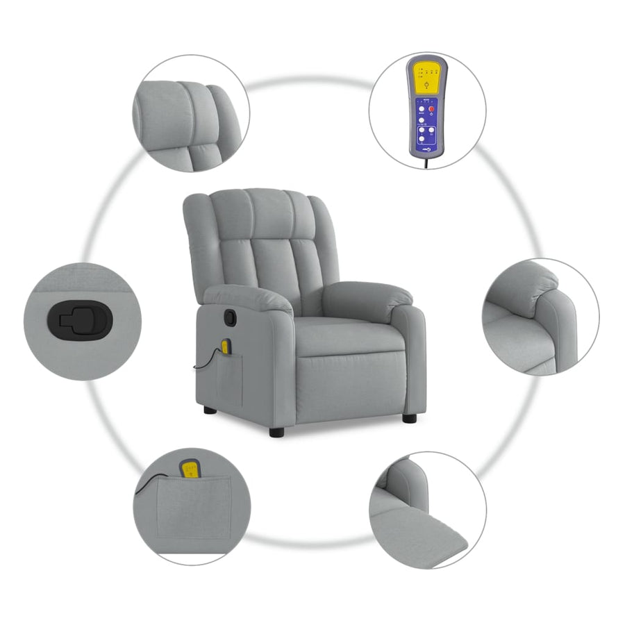 Massagestoel met lichtgrijze stof