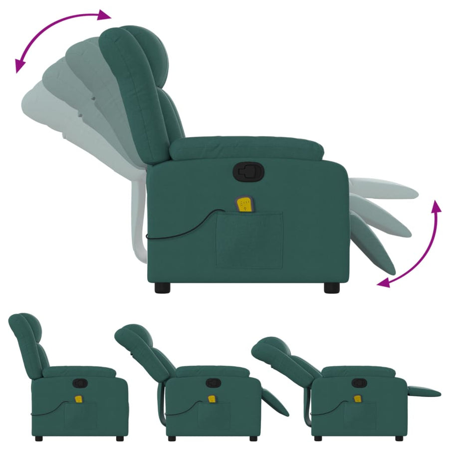 Massagestoel met donkergroene stof