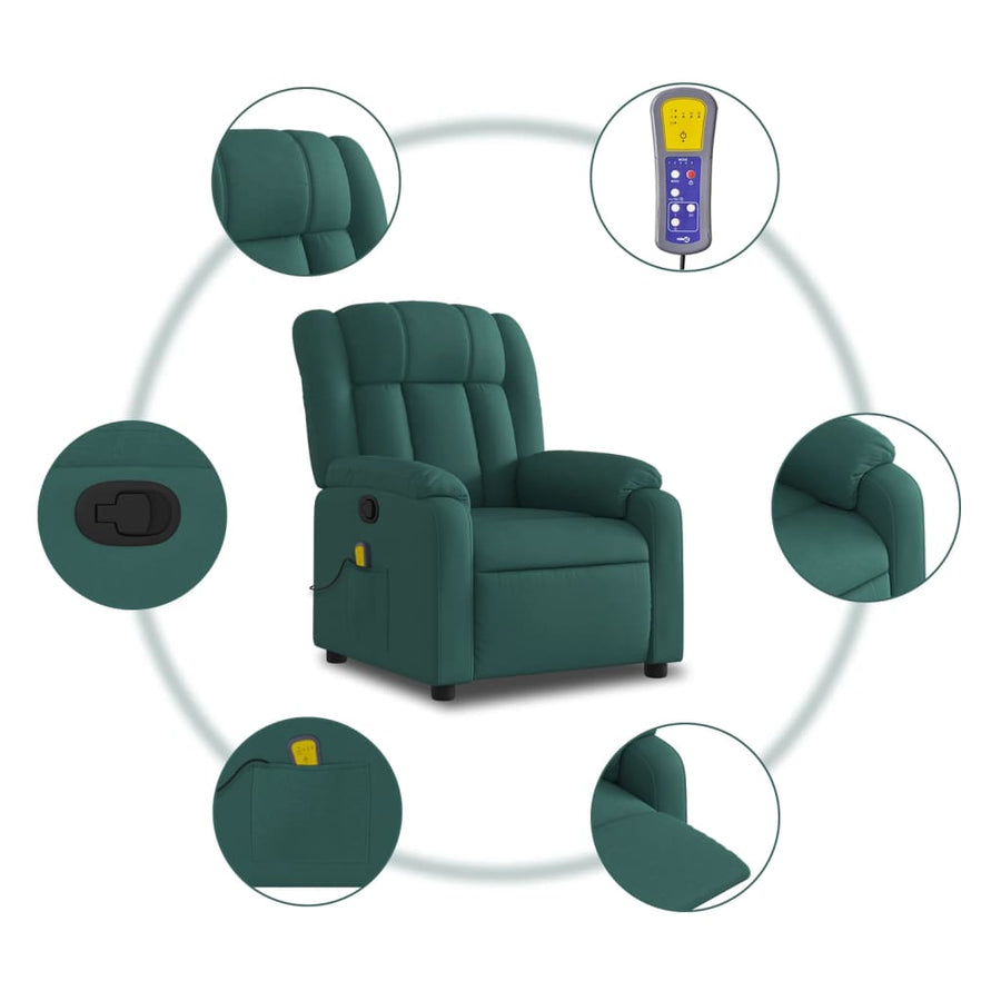 Massagestoel met donkergroene stof
