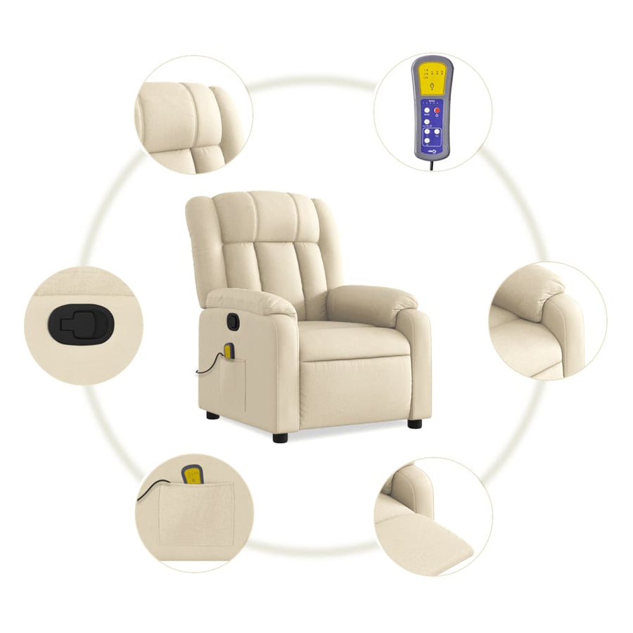Massagestoel met crèmekleurige stof