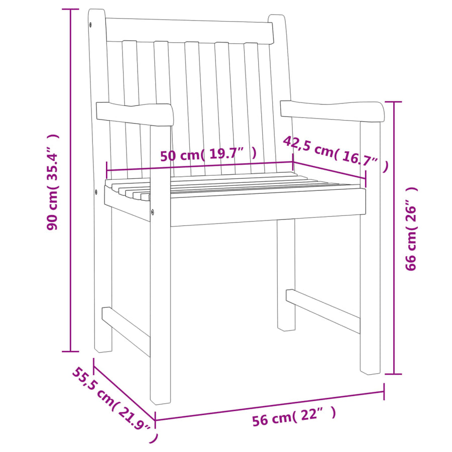 Tuinstoelen 56X55,5X90 Cm Massief Acaciahout 8