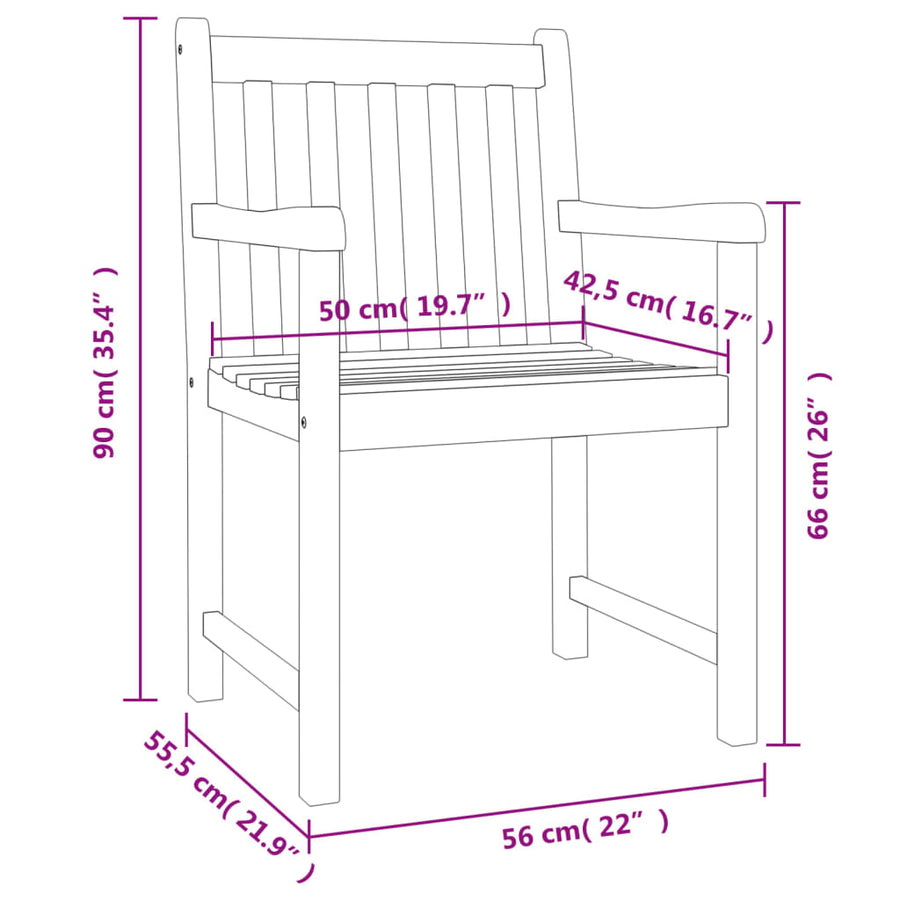 5-Delige Eethoek Massief Acaciahout 85 cm tafellengte