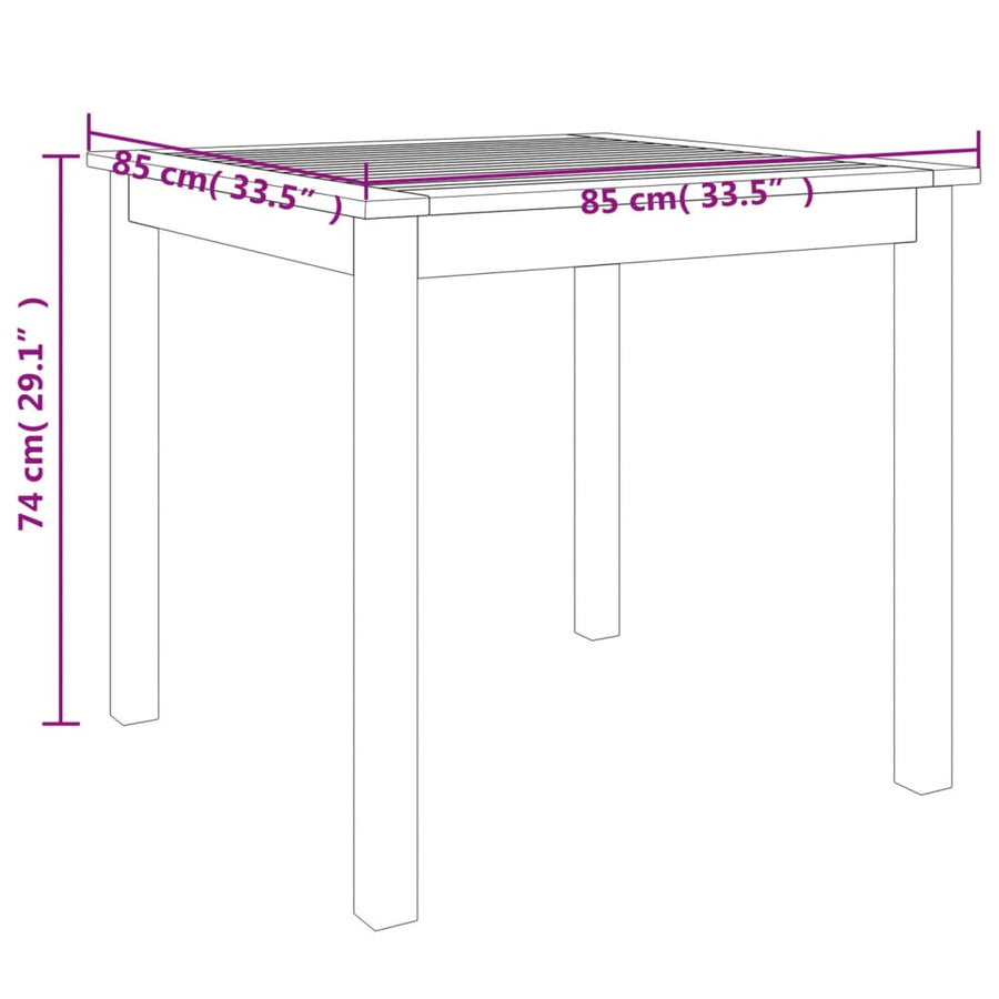 5-Delige Eethoek Massief Acaciahout 85 cm tafellengte