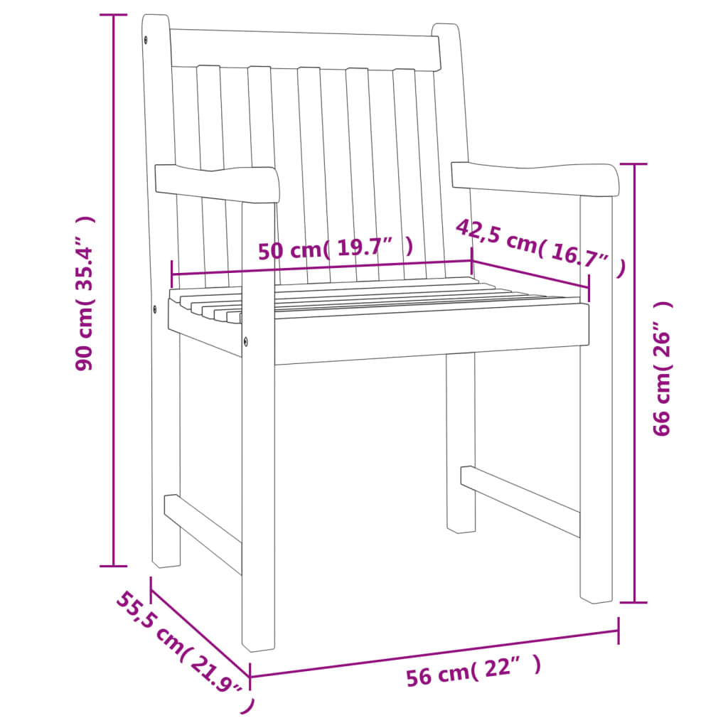 5-Delige Eethoek Massief Acaciahout 150 cm tafellengte