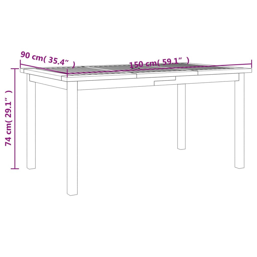 5-Delige Eethoek Massief Acaciahout 150 cm tafellengte