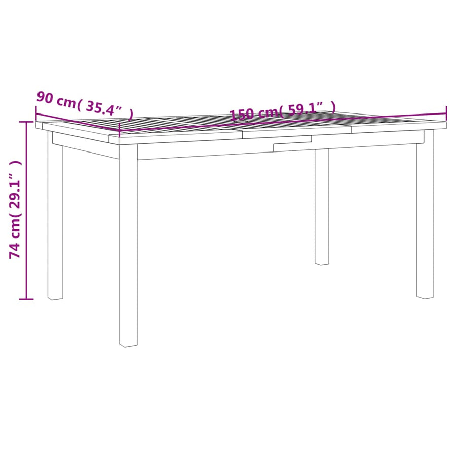 7-Delige Tuinset Massief Acaciahout 150 cm tafellengte