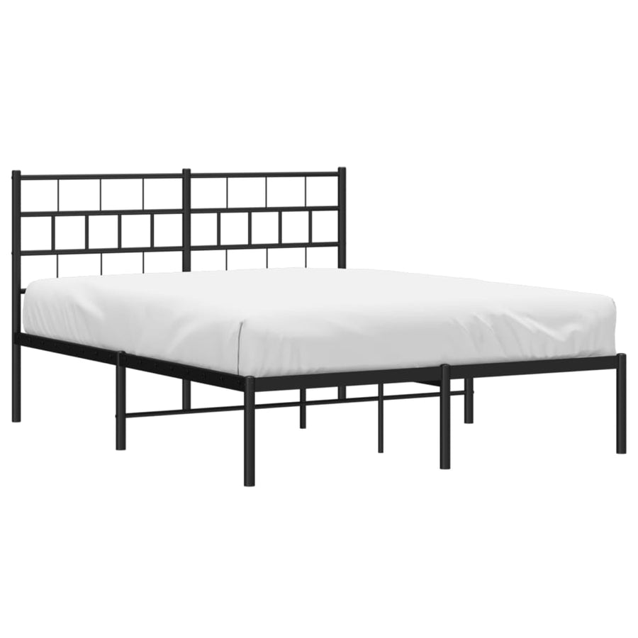 Bedframe Metaal 135 x 190 cm Zwart met hoofdbord