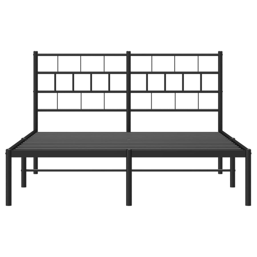 Bedframe Metaal 135 x 190 cm Zwart met hoofdbord