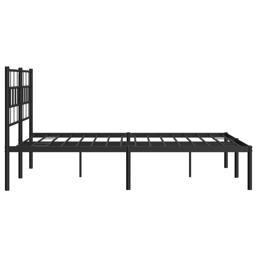 Bedframe Metaal 135 x 190 cm Zwart met hoofdbord