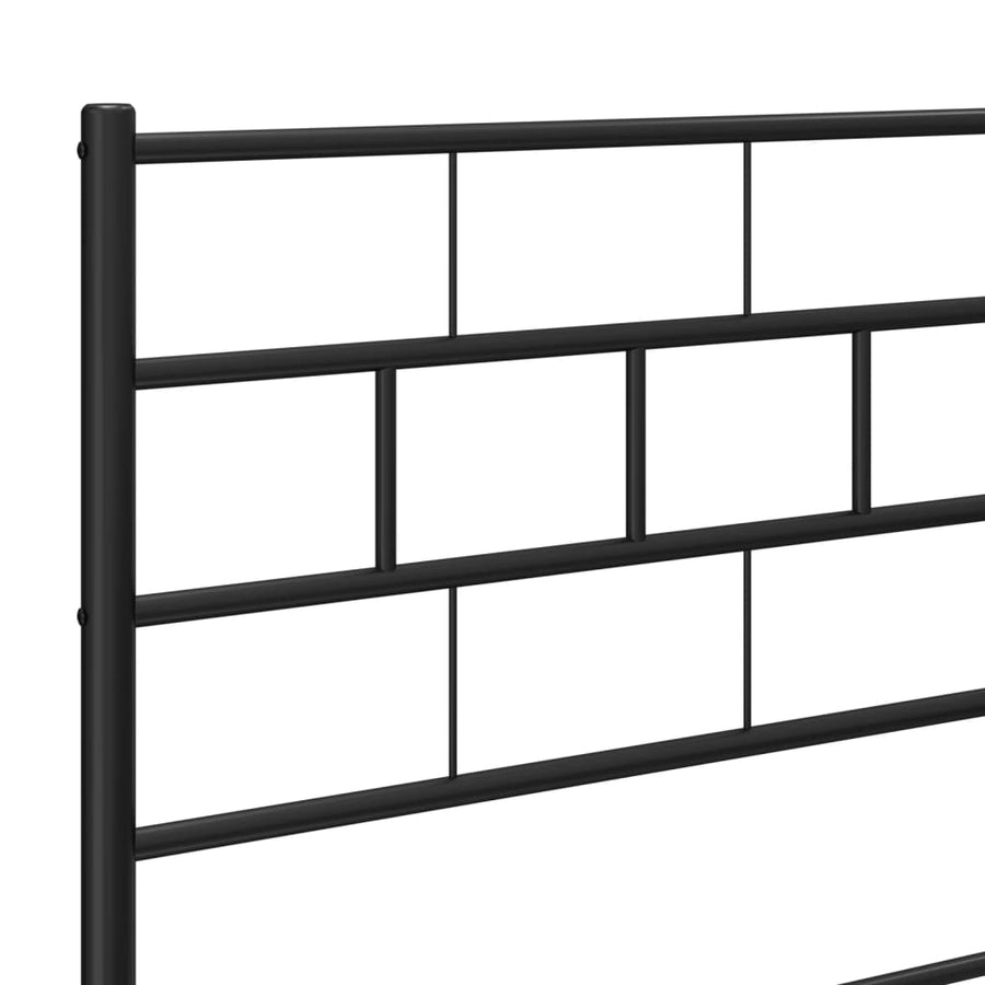 Bedframe Metaal 135 x 190 cm Zwart met hoofdbord