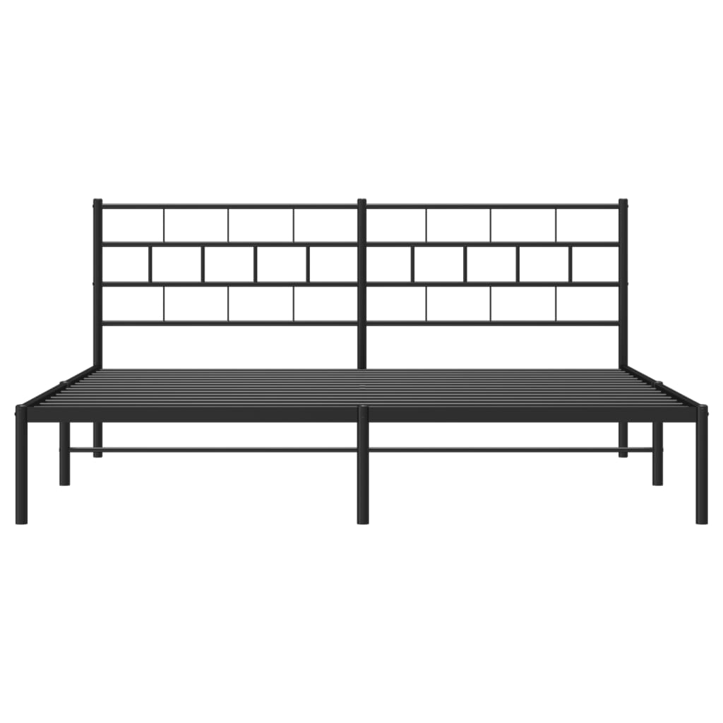 Bedframe Metaal 180 x 200 cm Zwart met hoofdbord