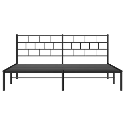 Bedframe Metaal 180 x 200 cm Zwart met hoofdbord