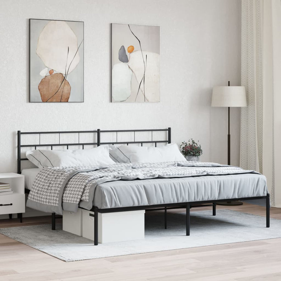 Bedframe Metaal 180 x 200 cm Zwart met hoofdbord
