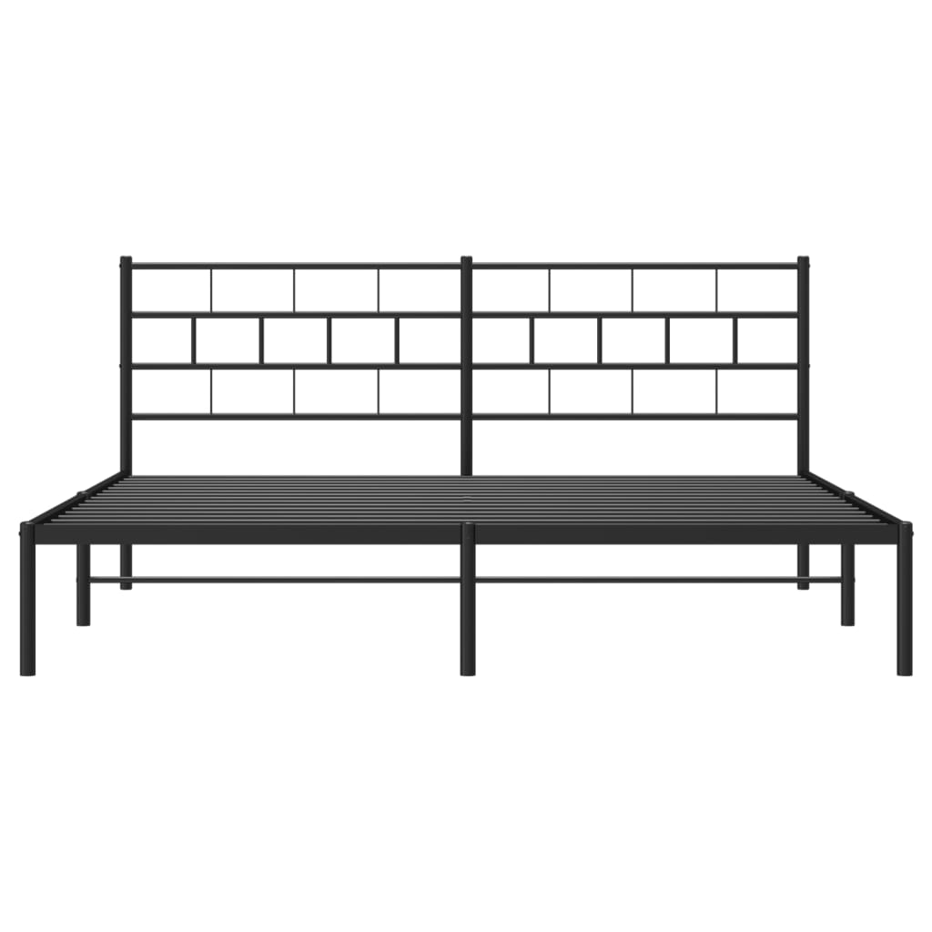 Bedframe Metaal 183 x 213 cm Zwart met hoofdbord