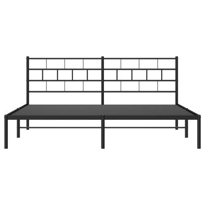 Bedframe Metaal 183 x 213 cm Zwart met hoofdbord