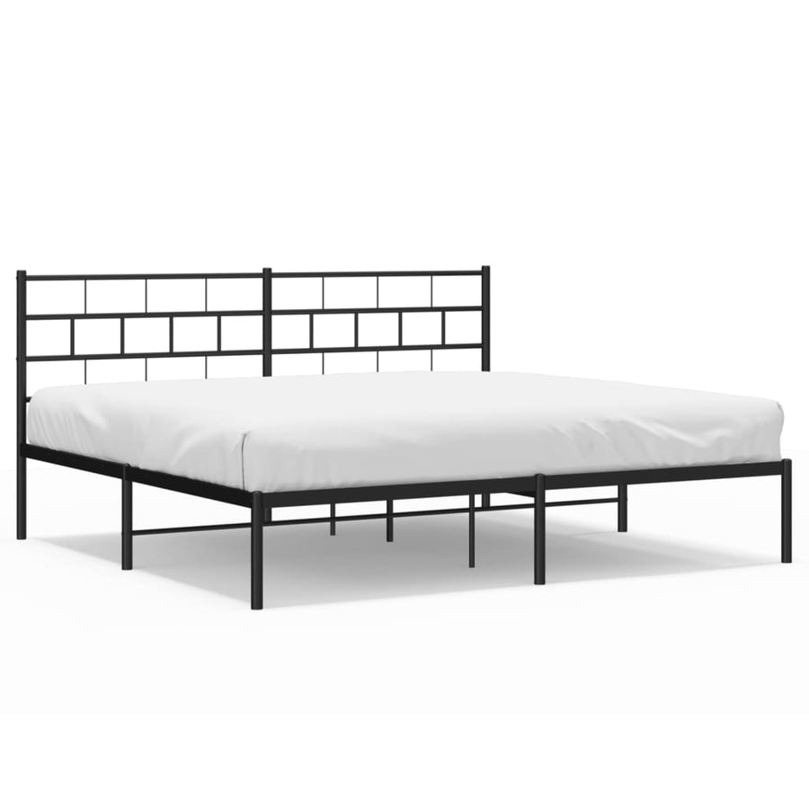 Bedframe Metaal 193 x 203 cm Zwart met hoofdbord