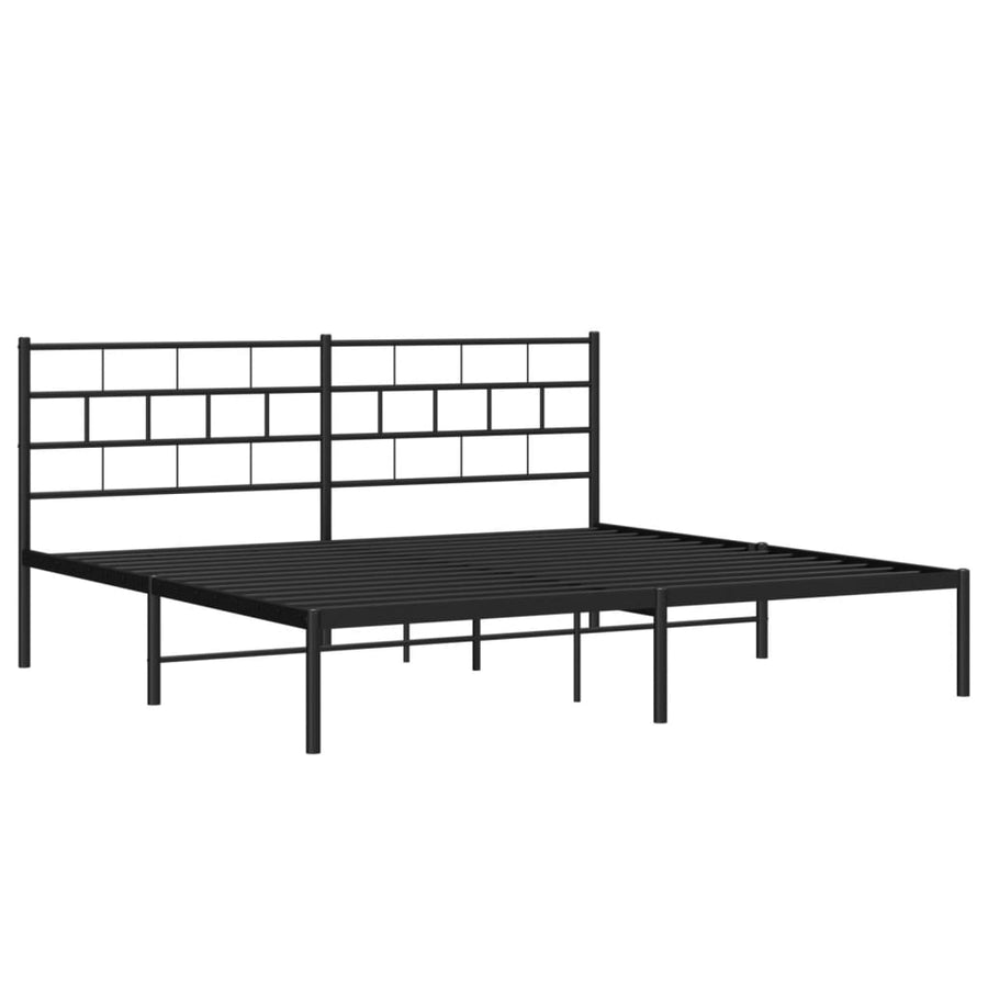 Bedframe Metaal 193 x 203 cm Zwart met hoofdbord