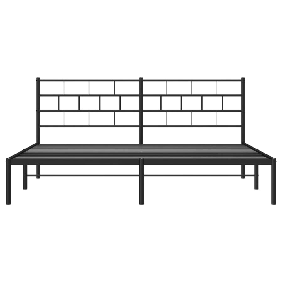 Bedframe Metaal 193 x 203 cm Zwart met hoofdbord