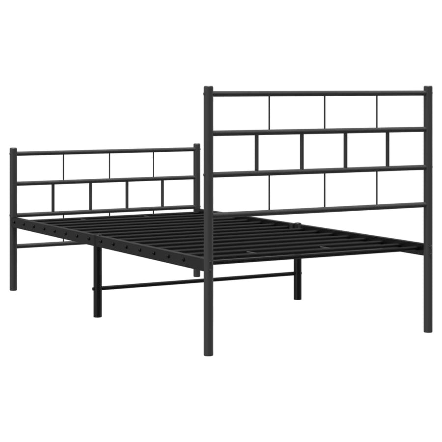 Bedframe Met Hoofd- En Voeteneinde Metaal 90 x 190 cm Zwart met hoofdbord & voetbord