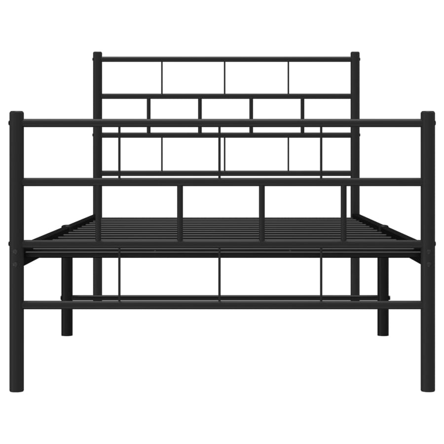 Bedframe Met Hoofd- En Voeteneinde Metaal 90 x 200 cm Zwart met hoofdbord & voetbord