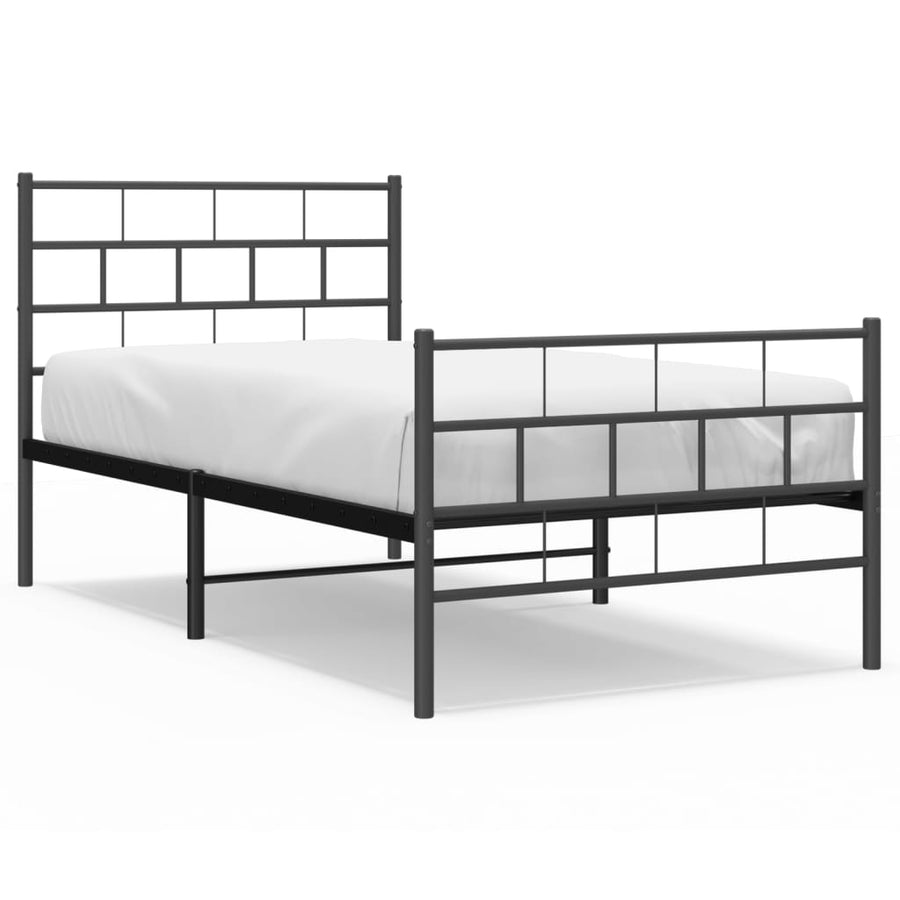 Bedframe Met Hoofd- En Voeteneinde Metaal 100 x 190 cm Zwart met hoofdbord & voetbord