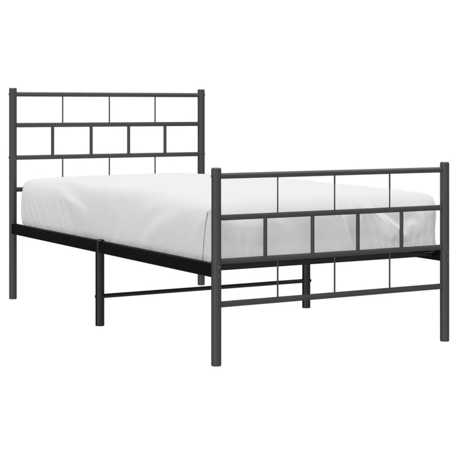 Bedframe Met Hoofd- En Voeteneinde Metaal 100 x 190 cm Zwart met hoofdbord & voetbord