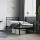 Bedframe Met Hoofd- En Voeteneinde Metaal 100 x 190 cm Zwart met hoofdbord & voetbord